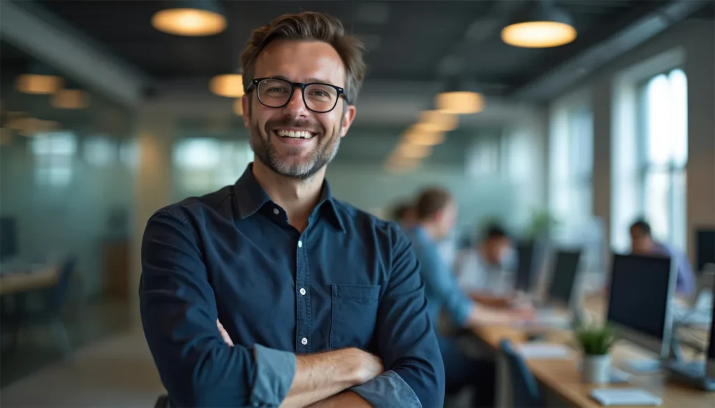 Experte blickt in Kamera